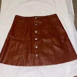 Olivaceous Leather Skirt